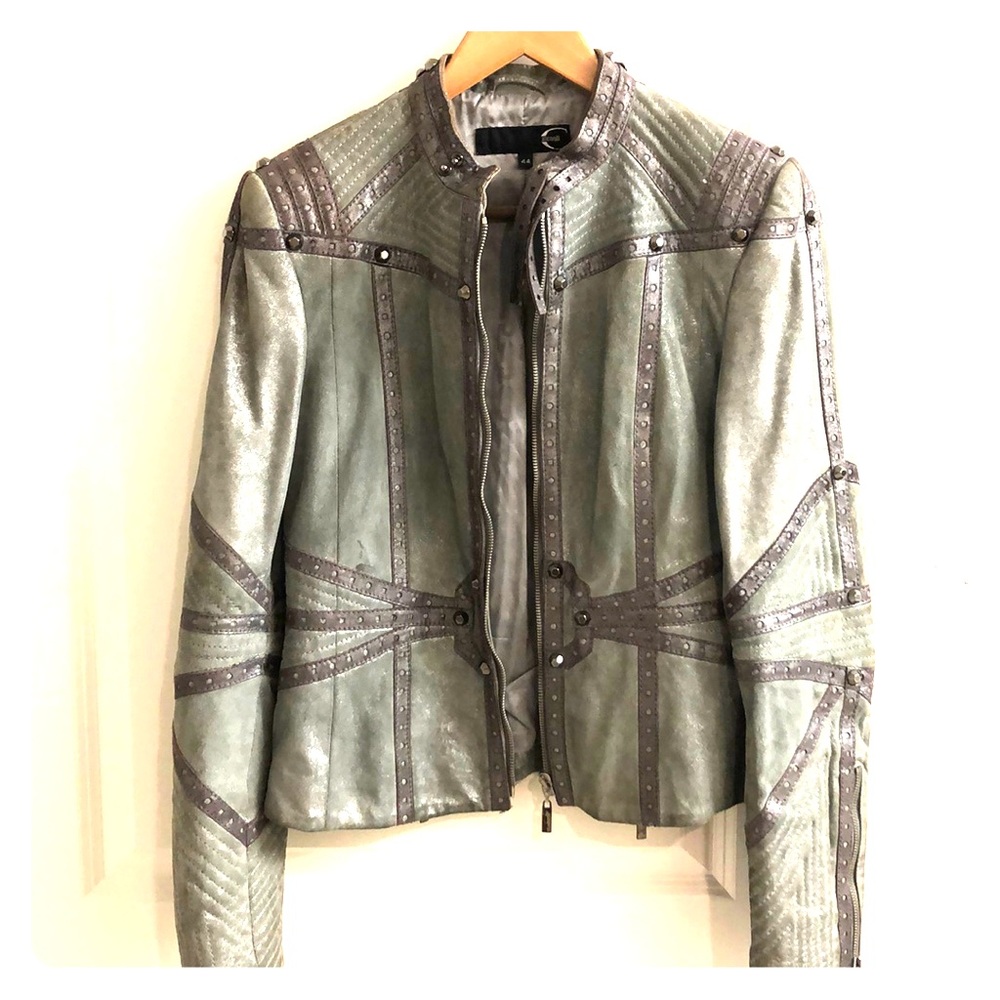 Just Cavalli Leather jacket with studs